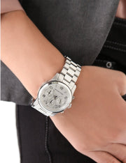  Shop Authentic Michael Kors Runway Chronograph Silver Dial Silver Steel Strap Watch For Women - MK7325 - Luxxuri