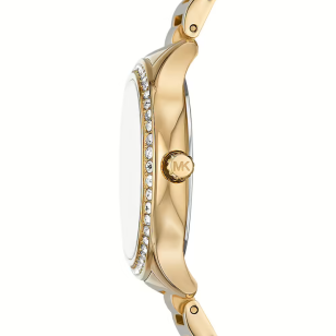  Shop Authentic Michael Kors Sage Three-Hand Mother of Pearl White Dial Gold Steel Strap Watch for Women - MK4805 - Luxxuri