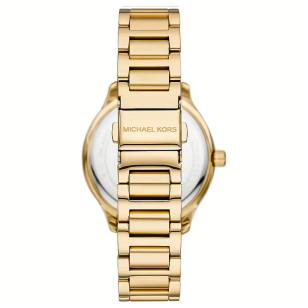  Shop Authentic Michael Kors Sage Three-Hand Mother of Pearl White Dial Gold Steel Strap Watch for Women - MK4805 - Luxxuri