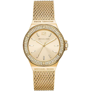  Shop Authentic Michael Kors Lennox Three-Hand Gold Dial Gold Mesh Bracelet Watch For Women - MK7335 - Luxxuri