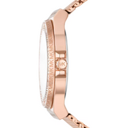  Shop Authentic Michael Kors Lennox Three Hand Rose Gold Dial Rose Gold Mesh Strap Watch For Women - MK7336 - Luxxuri