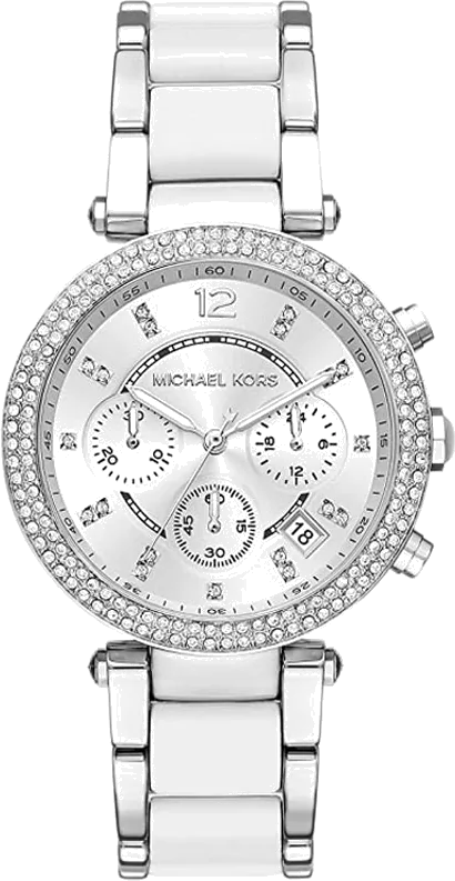  Shop Authentic Michael Kors Parker Chronograph Silver Dial Silver Steel Strap Watch For Women - MK6354 - Luxxuri
