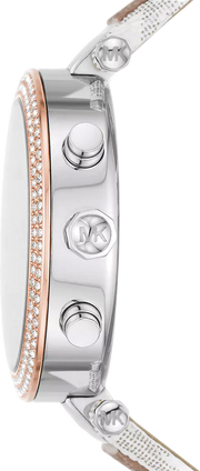  Shop Authentic Michael Kors Parker Chronograph White Dial Two Tone Leather Strap Watch For Women - MK6950 - Luxxuri