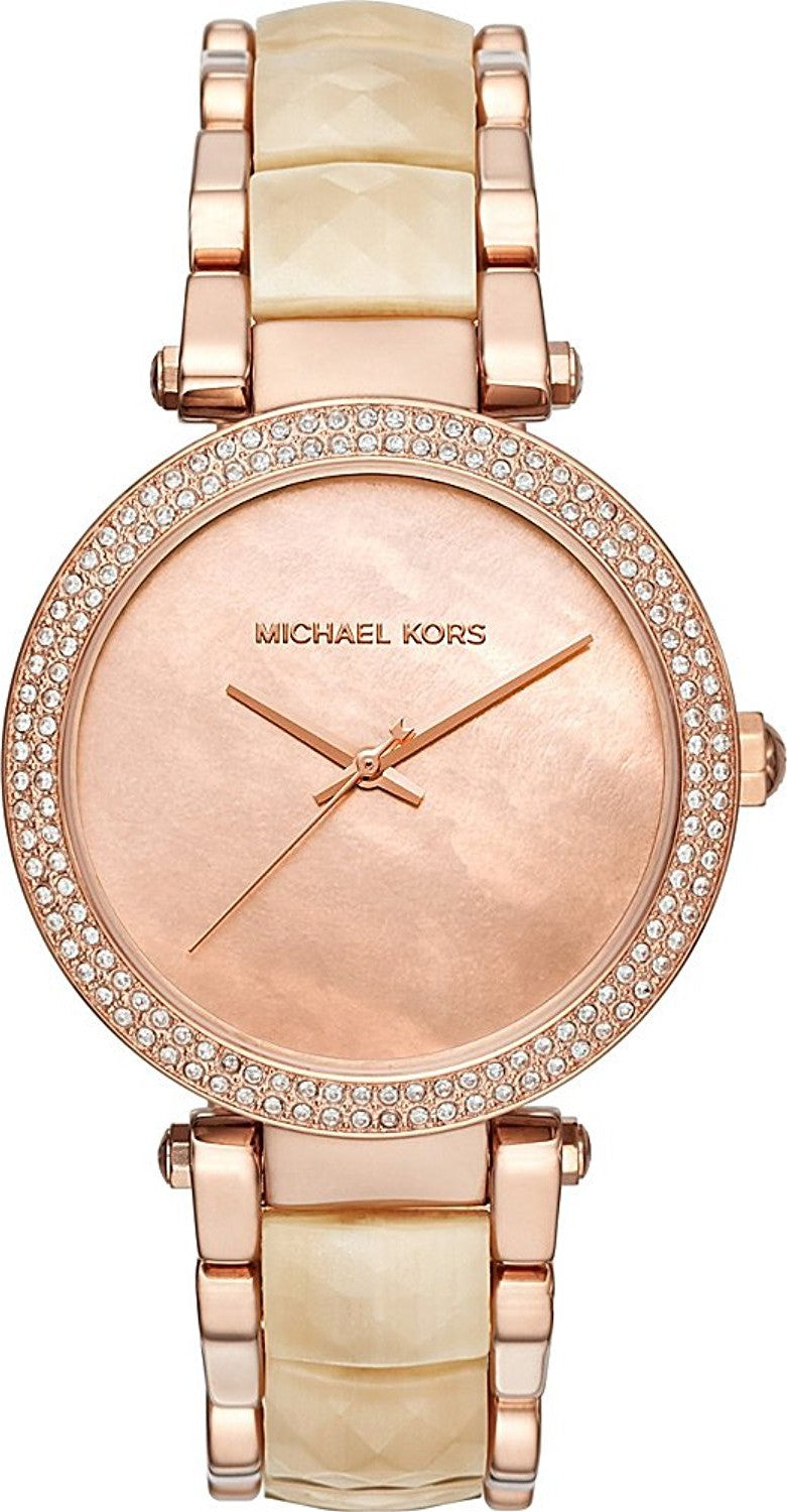  Shop Authentic Michael Kors Parker Mother of Pearl Pink Dial Two Tone Steel Strap Watch for Women - MK6492 - Luxxuri