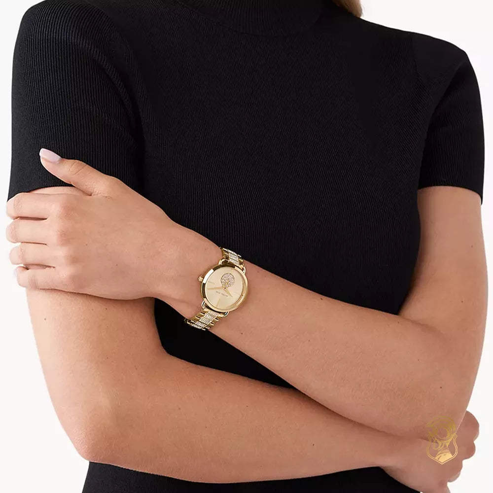  Shop Authentic Michael Kors Portia Three-Hand Crystals Gold Dial Gold Steel Strap Watch for Women - MK4602 - Luxxuri