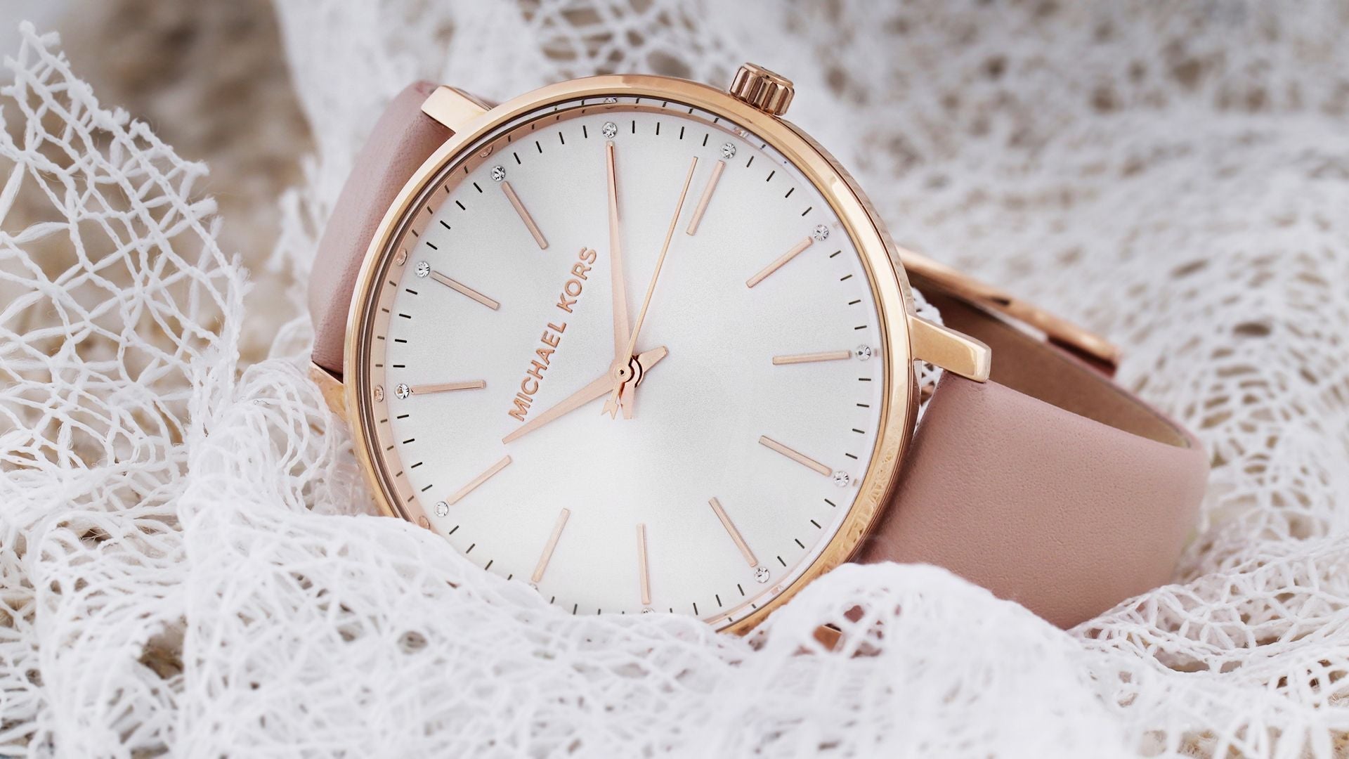  Shop Authentic Michael Kors Pyper Quartz White Dial Pink Leather Strap Watch For Women - MK2741 - Luxxuri