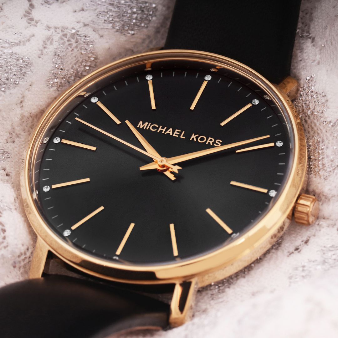  Shop Authentic Michael Kors Pyper Black Dial Black Leather Strap Watch For Women - MK2747 - Luxxuri