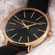  Shop Authentic Michael Kors Pyper Black Dial Black Leather Strap Watch For Women - MK2747 - Luxxuri