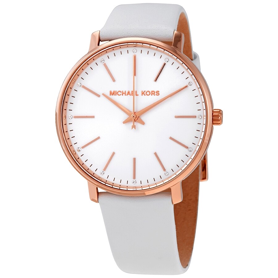  Shop Authentic Michael Kors Pyper Quartz White Dial White Leather Strap Watch For Women - MK2800 - Luxxuri