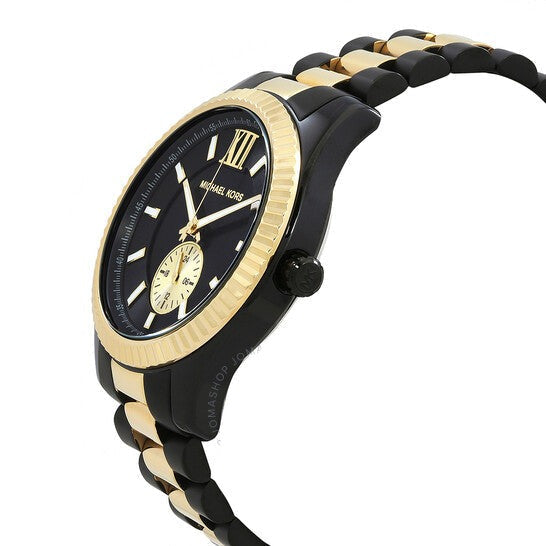  Shop Authentic Michael Kors Lexington Quartz Black Dial Two Tone Steel Strap Watch For Men - MK8948 - Luxxuri