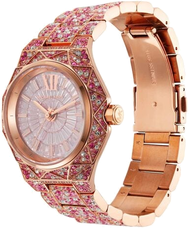  Shop Authentic Michael Kors Raquel Three-Hand Crystals Pink Dial Rose Gold Steel Strap Watch For Women - MK7343 - Luxxuri
