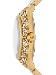  Shop Authentic Michael Kors Raquel Three Hand Crystals Gold Dial Gold Steel Strap Watch For Women - MK7398 - Luxxuri