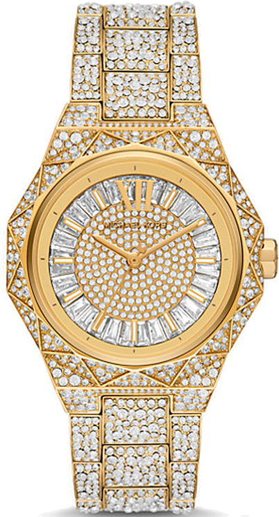  Shop Authentic Michael Kors Raquel Three Hand Crystals Gold Dial Gold Steel Strap Watch For Women - MK7398 - Luxxuri