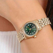  Shop Authentic Michael Kors Lexington Pave Three-Hand Green Dial Gold Steel Strap Watch for Women - MK4842 - Luxxuri