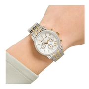  Shop Authentic Michael Kors Ritz Chronograph White Dial Two Tone Steel Strap Watch for Women - MK5057 - Luxxuri