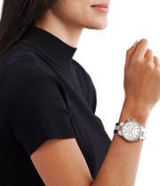  Shop Authentic Michael Kors Ritz Chronograph White Dial Two Tone Steel Strap Watch For Women - MK6651 - Luxxuri