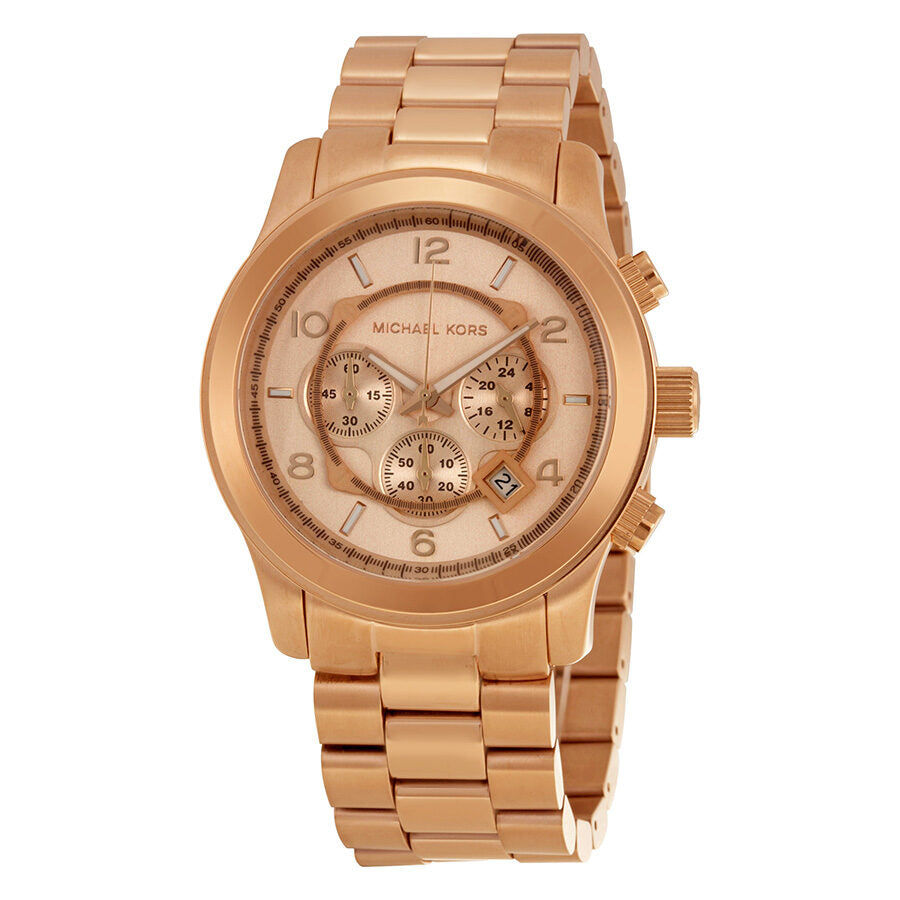  Shop Authentic Michael Kors Runway Chronograph Rose Gold Dial Rose Gold Steel Strap Watch for Men - MK8096 - Luxxuri