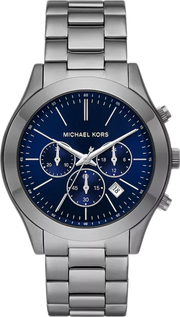  Shop Authentic Michael Kors Slim Runway Chronograph Blue Dial Grey Steel Strap Watch For Men - MK8987 - Luxxuri