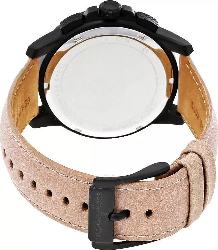  Shop Authentic Michael Kors Ryker Chronograph Black Dial Beige Leather Strap Watch For Men - MK8520 - Luxxuri