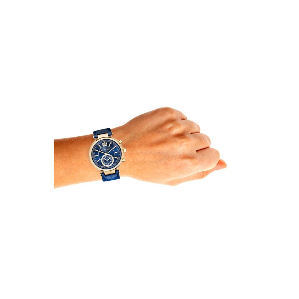  Shop Authentic Michael Kors Sawyer Blue Dial Blue Leather Strap Watch for Women - MK2425 - Luxxuri