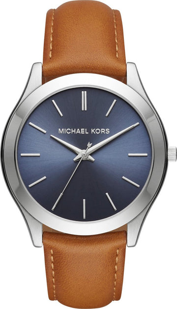  Shop Authentic Michael Kors Slim Runway Analog Blue Dial Brown Leather Strap Watch For Men - MK8508 - Luxxuri