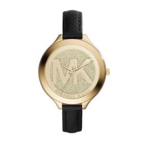  Shop Authentic Michael Kors Slim Runway Quartz Gold Dial Black Leather Strap Watch For Women - MK2392 - Luxxuri