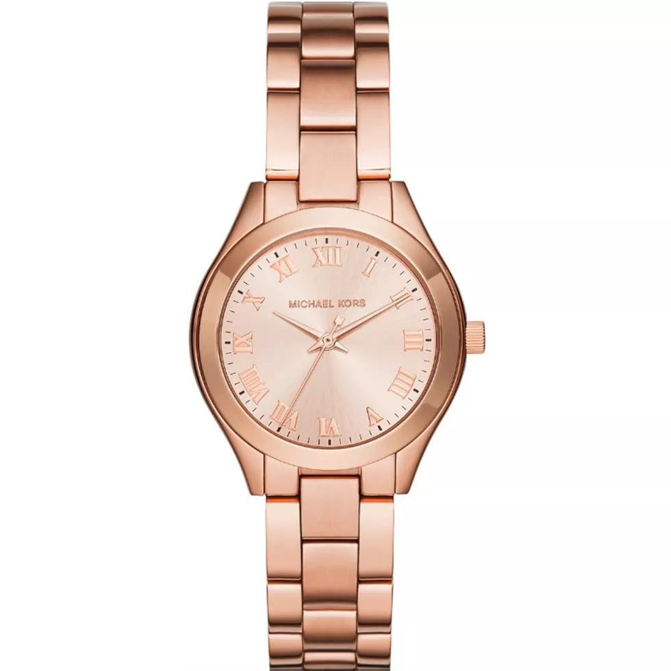  Shop Authentic Michael Kors Mini Slim Runway Rose Gold Dial Rose Gold Steel Strap Watch For Women - MK3457 - Luxxuri