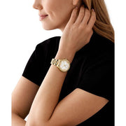  Shop Authentic Michael Kors Sage Three-Hand Mother of Pearl White Dial Gold Steel Strap Watch for Women - MK4805 - Luxxuri