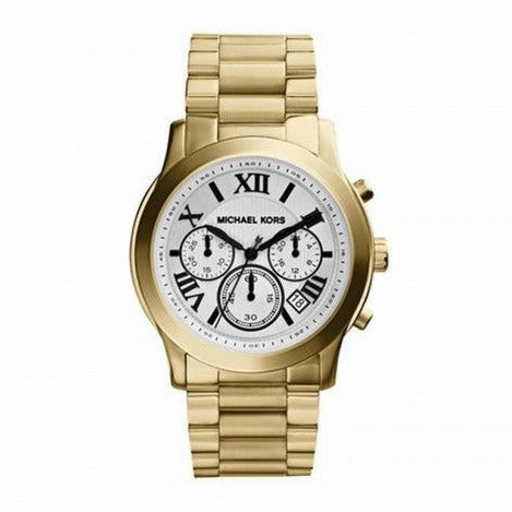  Shop Authentic Michael Kors Cooper Chronograph White Dial Gold Steel Strap Watch For Women - MK5916 - Luxxuri