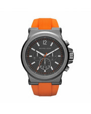  Shop Authentic Michael Kors Dylan Chronograph Grey Dial Orange Rubber Strap Watch for Men - MK8296 - Luxxuri