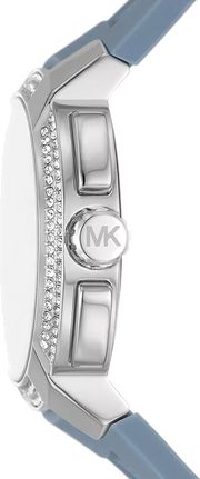  Shop Authentic Michael Kors Sidney Chambray Multifunction Blue Dial Blue Silicone Strap Watch For Women - MK7220 - Luxxuri