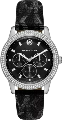  Shop Authentic Michael Kors Tibby Chronograph Black Dial Black Leather Strap Watch For Women - MK2976 - Luxxuri