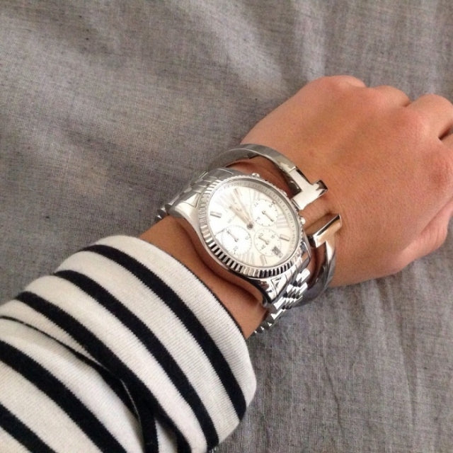  Shop Authentic Michael Kors Lexington Silver Dial Silver Steel Strap Watch for Women - MK5555 - Luxxuri