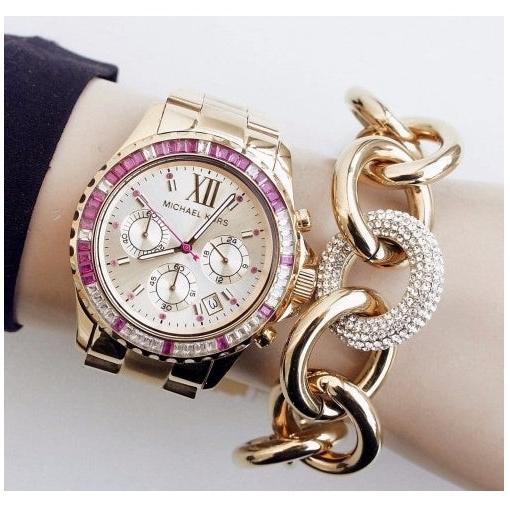  Shop Authentic Michael Kors Everest Chronograph Gold Dial Gold Steel Strap Watch for Women - MK5871 - Luxxuri
