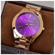  Shop Authentic Michael Kors Slim Runway Purple Dial Rose Gold Steel Strap Watch for Women - MK3293 - Luxxuri