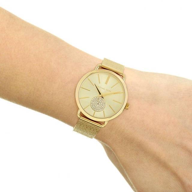  Shop Authentic Michael Kors Portia Gold Dial Gold Mesh Bracelet Watch for Women - MK3844 - Luxxuri