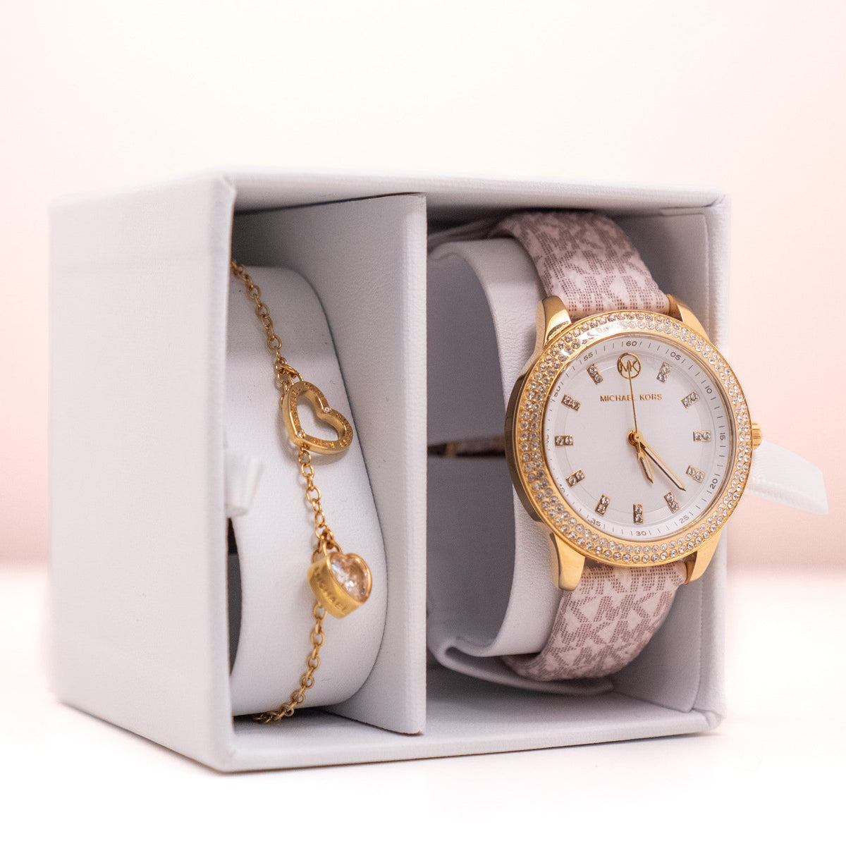  Shop Authentic Michael Kors Tibby Analog Silver Dial White Leather Strap Watch for Women - MK1049 - Luxxuri