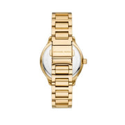  Shop Authentic Michael Kors Sage Three-Hand Mother of Pearl White Dial Gold Steel Strap Watch for Women - MK4805 - Luxxuri