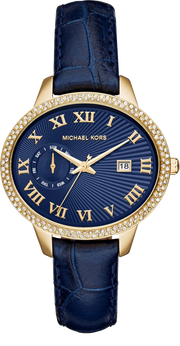  Shop Authentic Michael Kors Whitley Quartz Blue Dial Blue Leather Strap Watch For Women - MK2429 - Luxxuri