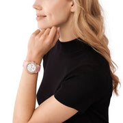  Shop Authentic Michael Kors Runway Chronograph White Dial Pink Steel Strap Watch for Women - MK7424 - Luxxuri