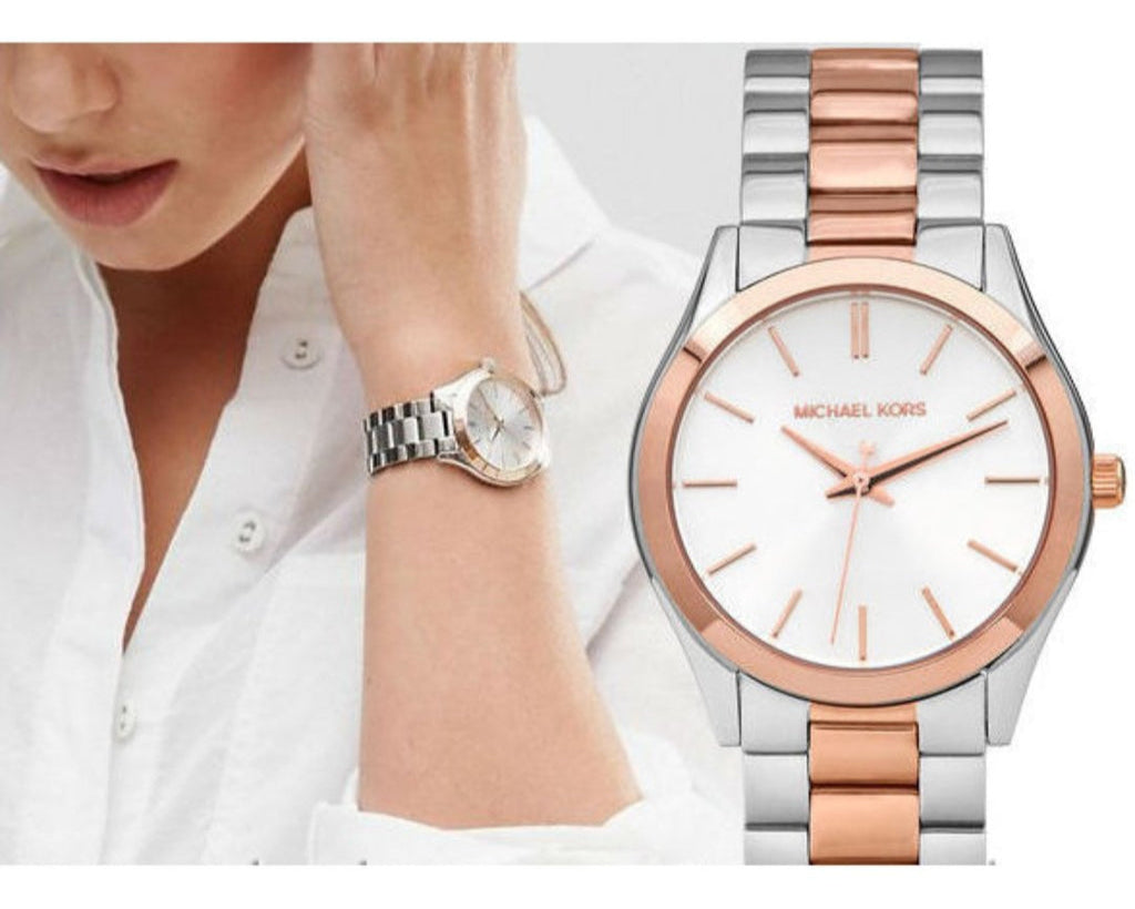  Shop Authentic Michael Kors Slim Runway White Dial Two Tone Steel Strap Watch for Women - MK3204 - Luxxuri