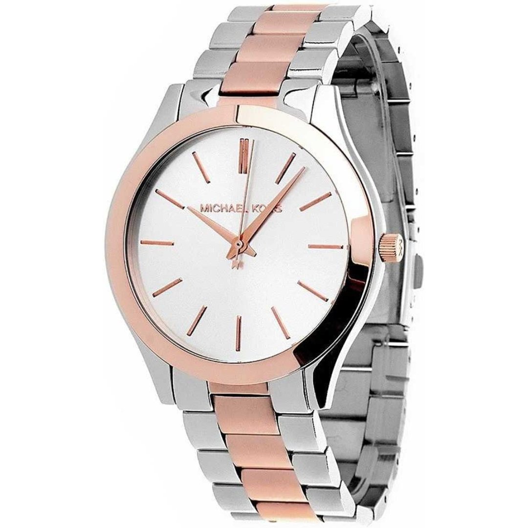 Shop Authentic Michael Kors Slim Runway White Dial Two Tone Watch for Women - MK3204B - Luxxuri
