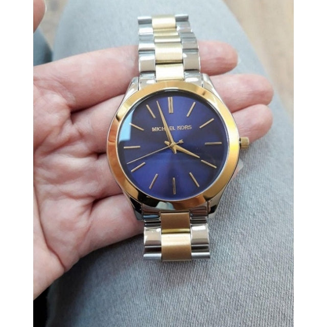  Shop Authentic Michael Kors Slim Runway Blue Dial Two Tone Steel Strap Watch for Women - MK3479 - Luxxuri
