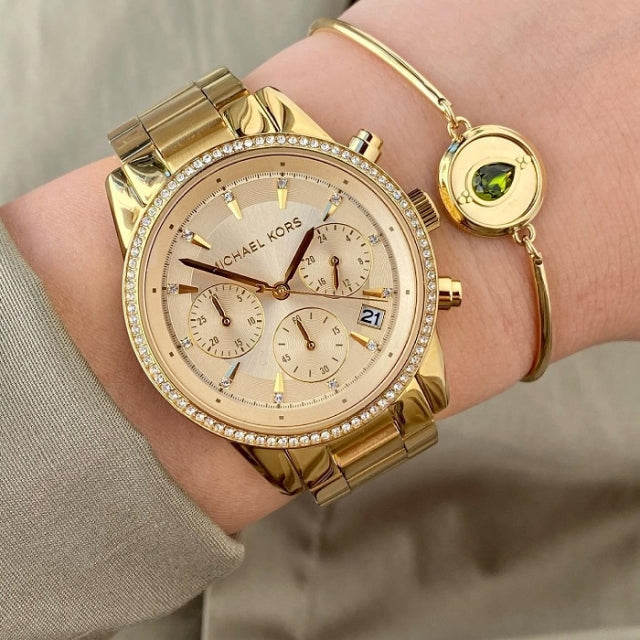  Shop Authentic Michael Kors Ritz Gold Dial Gold Steel Strap Watch for Women - MK6356 - Luxxuri