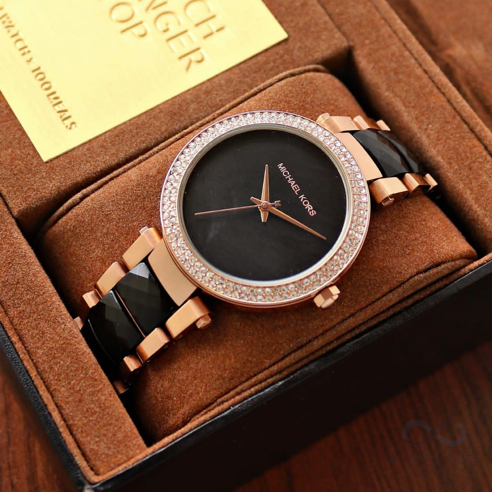  Shop Authentic Michael Kors Parker Mother of Pearl Black Dial Two Tone Steel Strap Watch for Women - MK6414 - Luxxuri