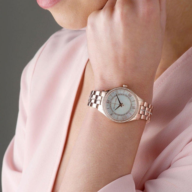  Shop Authentic Michael Kors Lauryn Mother of Pearl Dial Rose Gold Steel Strap Watch for Women - MK3716 - Luxxuri