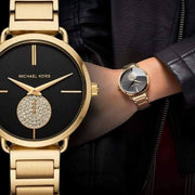  Shop Authentic Michael Kors Portia Black Dial Gold Steel Strap Watch for Women - MK3788 - Luxxuri