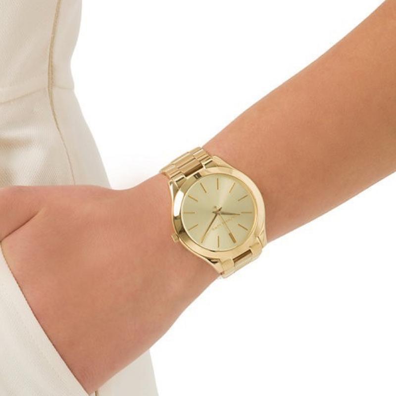  Shop Authentic Michael Kors Slim Runway Gold Dial Gold Stainless Steel Strap Watch for Women - MK3179 - Luxxuri