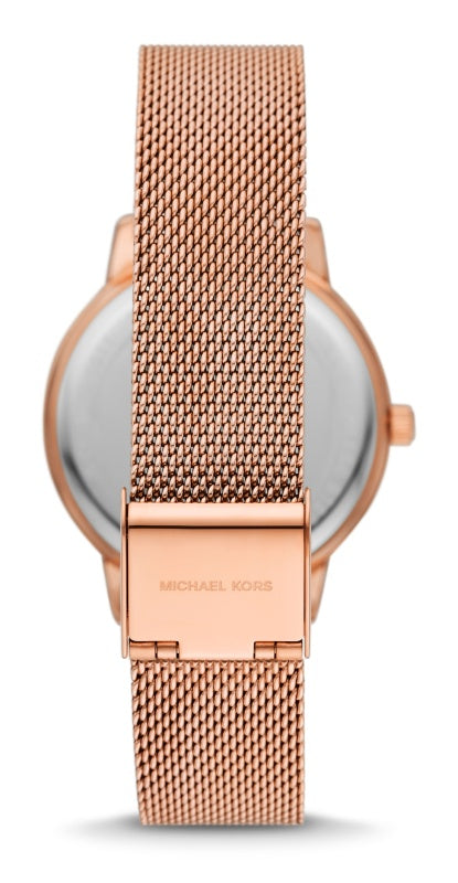  Shop Authentic Michael Kors Quartz Crystals Rose Gold Dial Rose Gold Mesh Strap Watch for Women - MKO1012 - Luxxuri