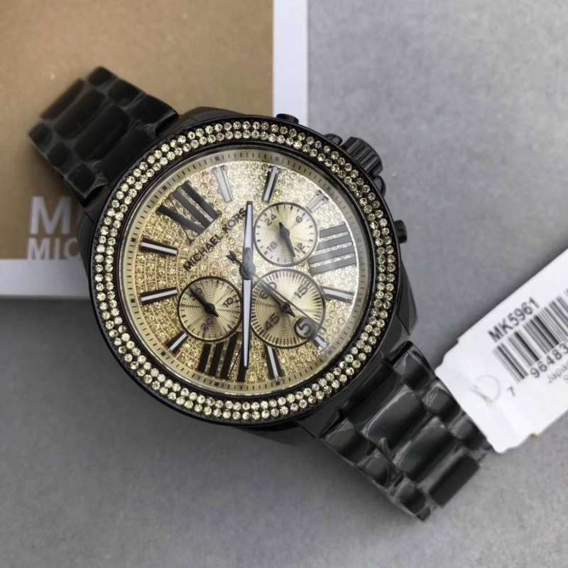  Shop Authentic Michael Kors Wren Chronograph Gold Dial Black Steel Strap Watch for Women - MK5961 - Luxxuri